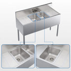 Thumbnail image #3 for Krowne Royal Series KR19-42C 48-Inch Stainless Steel Two-Compartment Underbar Sink with Faucet and Dual Drainboards
