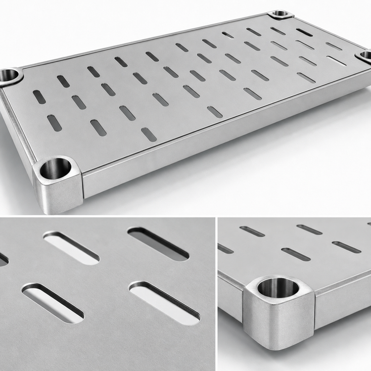 Product image #4 for Quik-Set Solid Louvered Stainless Steel Shelf, 42 Inch W x 24 Inch D