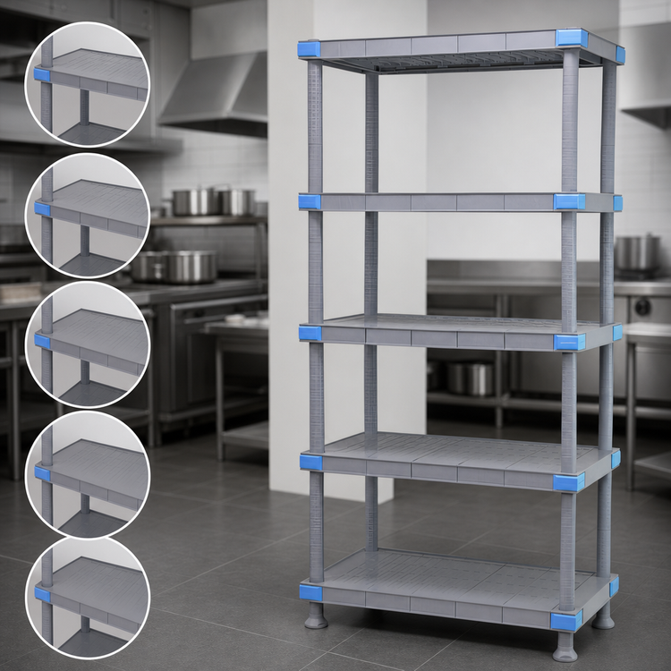 Product image #3 for Millenia 24"W x 21"D x 86"H Stationary Polymer Starter Shelving Unit with 5 Solid Shelves