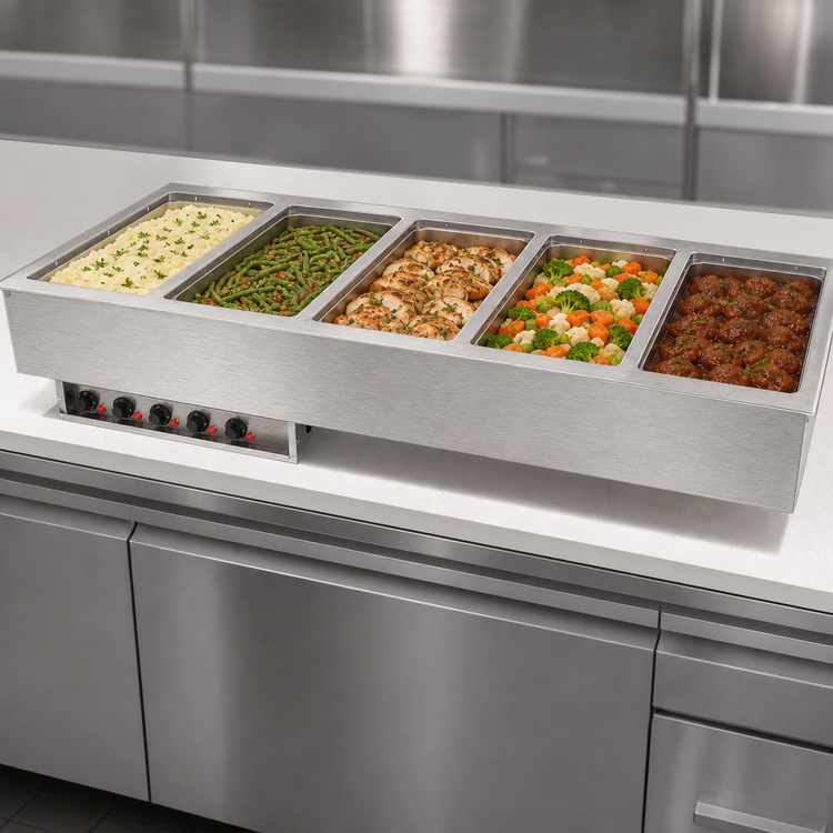Product image #3 for Vollrath 3647580HD Five-Well Drop-In Electric Hot Food Well with Marine Grade Wells, Auto-Fill, Thermostatic Controls