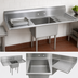 Thumbnail image #3 for BK Resources One Compartment Double Drainboard 304 Stainless Steel Sink with 18 x 18 x 12 Inch Bowl