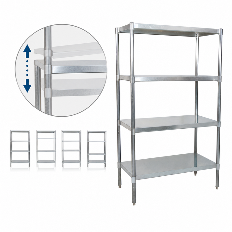 Product image #3 for BK Resources Stationary Stainless Steel Dry Storage Shelving Unit, 43 x 24 x 72 Inches, 4 Adjustable Shelves