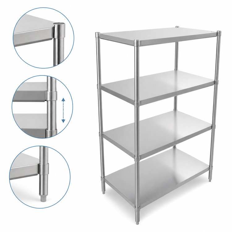 Product image #3 for John Boos 54" x 24" x 72" Stainless Steel Dry Storage Shelving Unit with 4 Adjustable Shelves