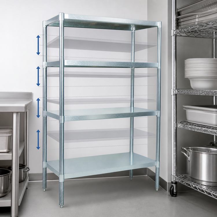 Product image #3 for BK Resources 31" x 24" x 72" Stationary Dry Storage Shelving Unit with 4 Adjustable Galvanized Shelves