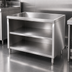 Thumbnail image #3 for 48-Inch Wide Stainless Steel Dish Cabinet with Open Base and Mid-Shelf