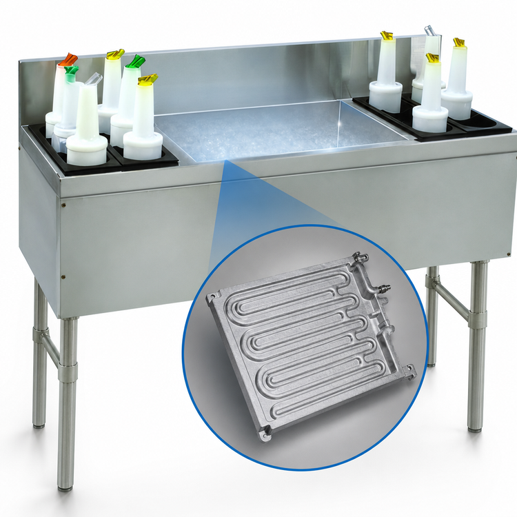 Product image #3 for Prestige Supreme 60-Inch Stainless Steel Bar Ice Chest with 10-Circuit Cold Plate and Bottle Wells