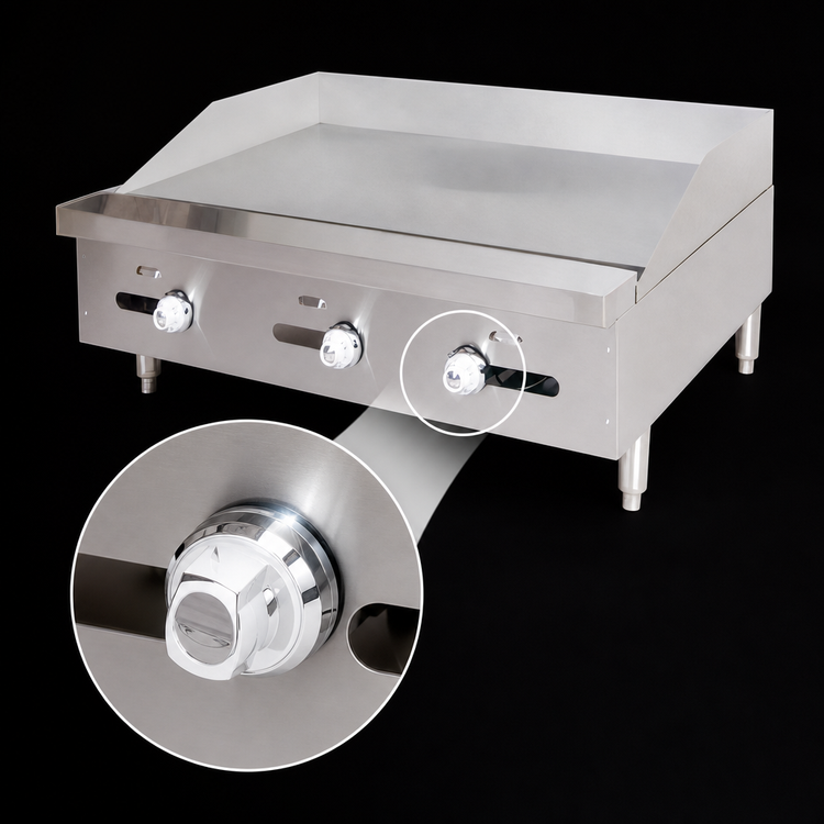 Product image #3 for Comstock-Castle Castle Series 72-Inch Countertop Gas Griddle with Thermostat Controls and 1-Inch Polished Steel Plate