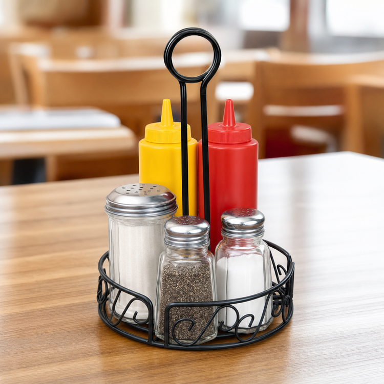 Product image #4 for Winco Round Black Wire Condiment Caddy, 7-1/2 Inch Diameter x 9 Inch High