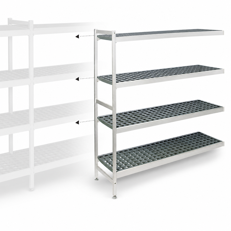 Product image #3 for Fermostock 4-Tier Polymer Shelving Unit Expansion Kit, 52 W x 18 D x 71 H, Add-On Unit