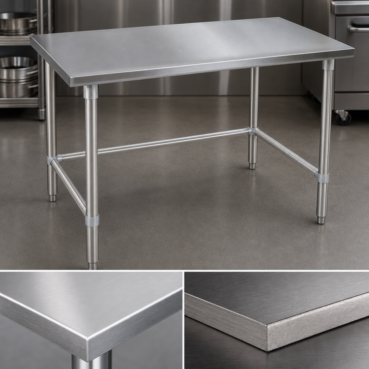 Product image #3 for John Boos Stallion 72 Inch x 30 Inch Stainless Steel Flat Top Work Table with Safety Edge and Galvanized Base