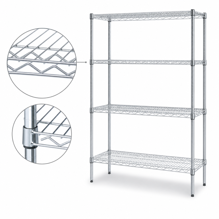 Product image #3 for Eagle Group 4-Tier Starter Wire Shelving Unit, 36"W x 18"D x 74"H, Stainless Steel Finish