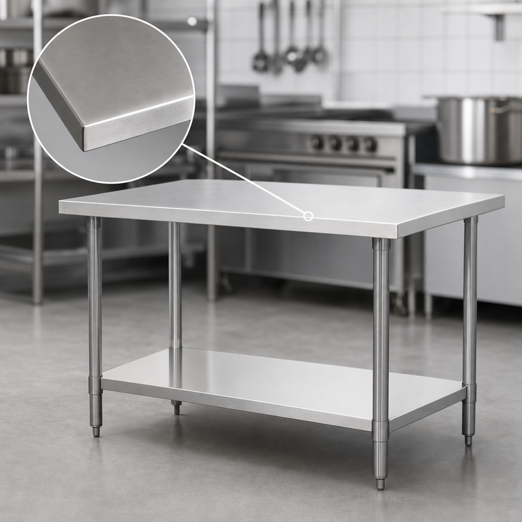Product image #3 for Mixrite 30 Inch Square 18-Gauge Stainless Steel Corner Work Table with Adjustable Undershelf