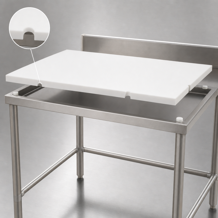Product image #3 for Eagle Group 36-Inch x 36-Inch Boning Table with Removable Poly Board and Stainless Steel Tubular Base