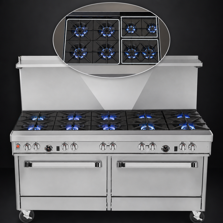 Product image #3 for Southbend Ultimate 60-Inch Gas Restaurant Range with 9 Open Burners, Standard Oven and Cabinet Base