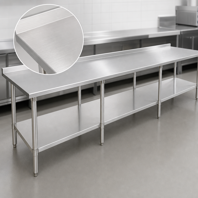 Product image #3 for Eagle Spec-Master 144-Inch x 30-Inch Stainless Steel Work Table with 1-1/2-Inch Rear Up-Turn and Undershelf