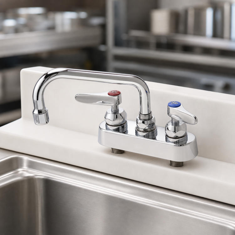 Product image #3 for T&S Brass B-1110-CR Deck-Mount Workboard Faucet with 6-Inch Swivel Spout, 4-Inch Centers, Polished Chrome