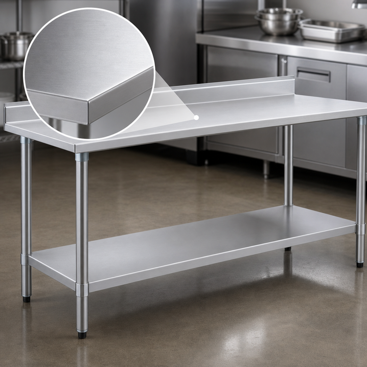 Product image #3 for Eagle Deluxe Series Stainless Steel Work Table with 4-1/2 Inch Backsplash and Adjustable Undershelf, 84 x 24 Inches