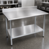 Thumbnail image #3 for Deluxe Series Stainless Steel Work Table with Adjustable Undershelf and 4-1/2-Inch Backsplash, 120 x 36 Inches