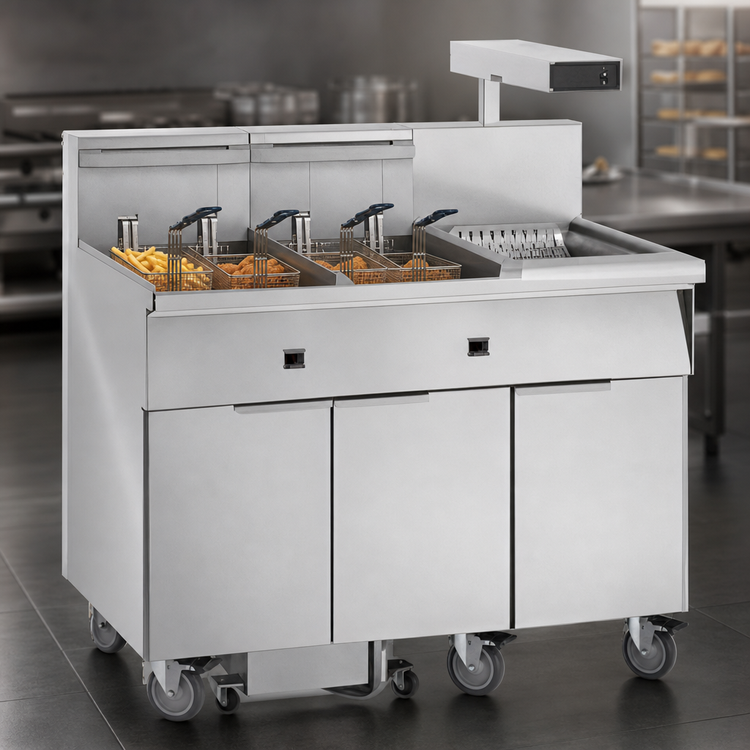 Product image #3 for Imperial 3-Battery Electric Floor Fryer, 50 Lb. Per Tank, Built-In Filter System and Dump Station
