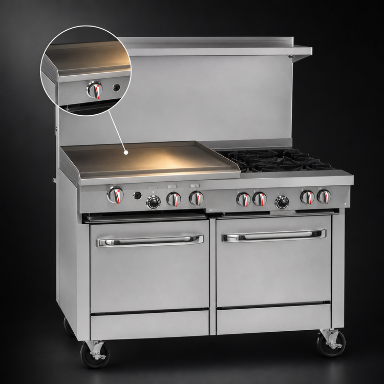 Product image #3 for Southbend S-Series 48-Inch Gas Restaurant Range with Thermostatic Griddle, Standard Oven, and Cabinet Base