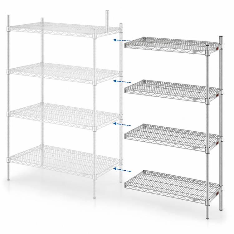 Product image #3 for Eagle Group 4-Tier Add-On Wire Shelving Unit, 72W x 24D x 74H, Stainless Steel Finish