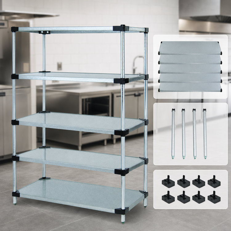 Product image #3 for 60 Inch x 24 Inch x 54 Inch Stationary Solid Shelving Starter Kit with 5 Shelves