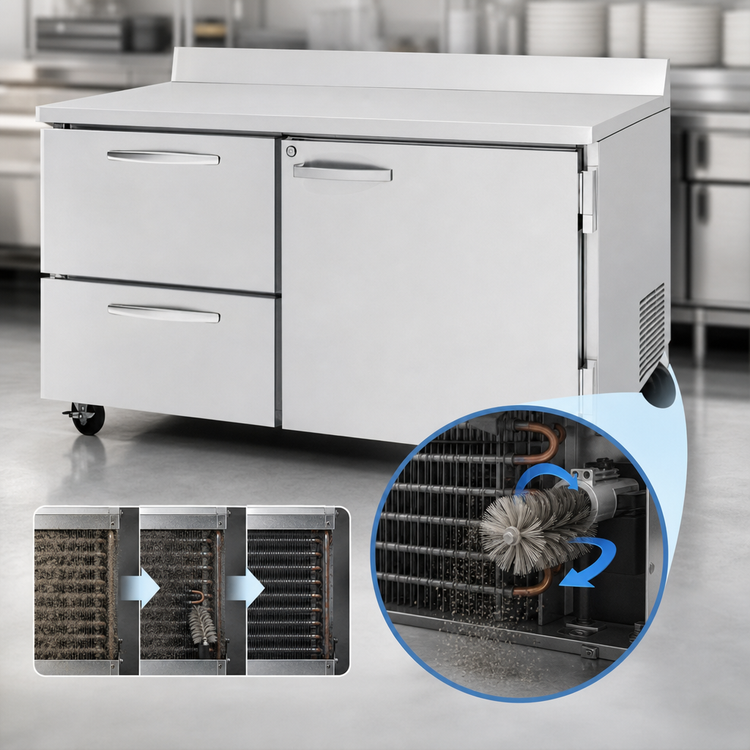 Product image #3 for Turbo Air PRO Series Two-Section Worktop Freezer with 1 Door and 2 Drawers, 17.2 Cu. Ft.