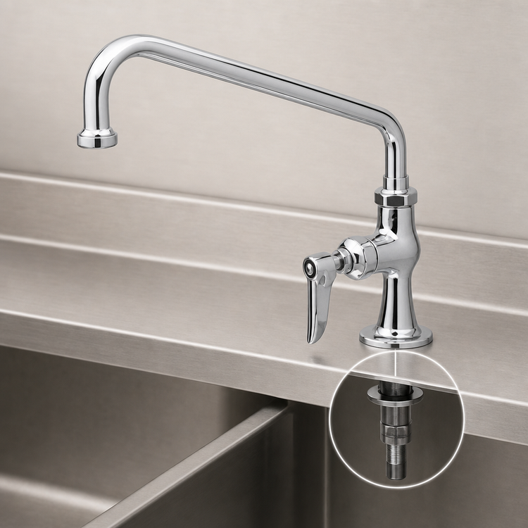 Product image #3 for T&S Brass Single Pantry Deck-Mounted Faucet with 12-Inch Swing Nozzle and Lever Handle