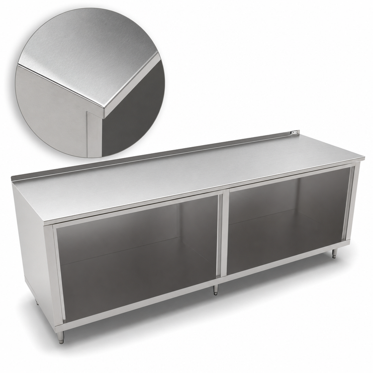 Product image #3 for John Boos 120 Inch x 24 Inch Modular Base Open Front Work Table with 14-Gauge Stainless Steel Top and 1-1/2 Inch Rear Riser