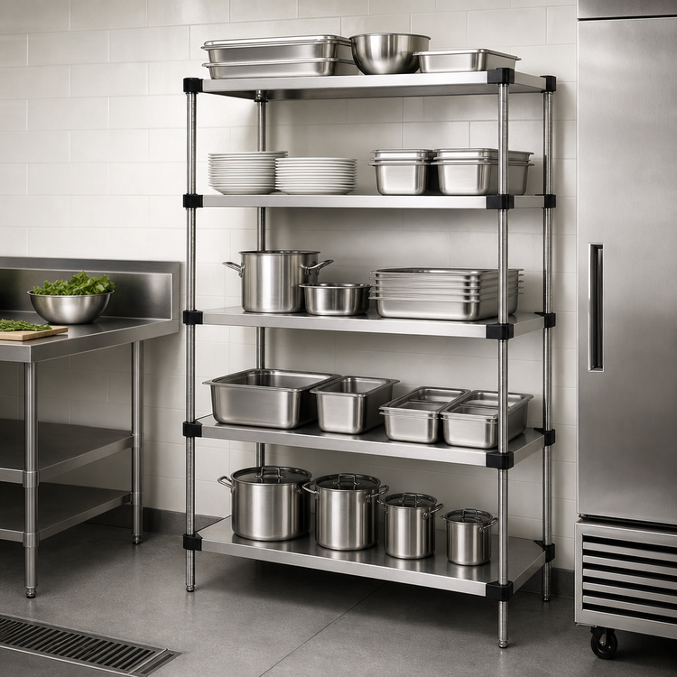 Product image #3 for 30" W x 24" D x 86" H 5-Shelf Solid Stainless Steel Shelving Starter Kit
