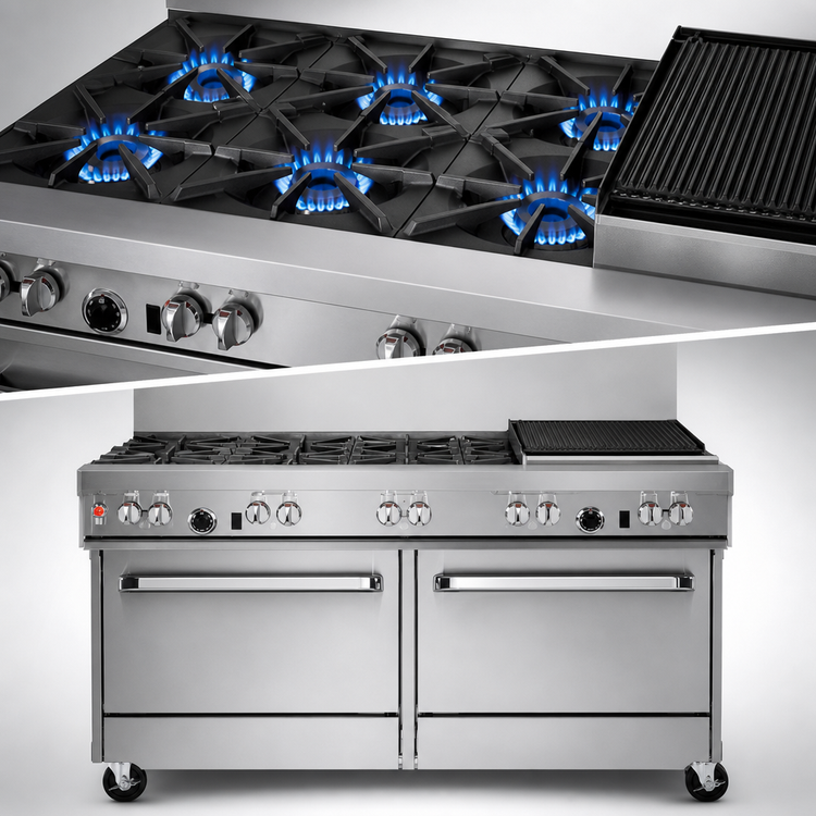Product image #3 for Southbend Ultimate 60-Inch Gas Restaurant Range with 4 Star/Sauté Burners, 36-Inch Charbroiler, and 2 Convection Ovens