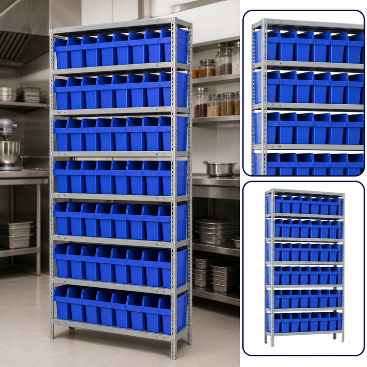 Product image #3 for Quantum Heavy-Duty Stationary Wire Shelving Unit with 56 Bins, 36 x 12 x 75 Inches