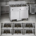 Thumbnail image #3 for Imperial (Middleby) IFSSP650EUT Electric Floor Model 6-Tank Battery Fryer, 50 lb. Each, Built-In Filter System