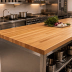 Thumbnail image #3 for John Boos Appalachian OKT-BL10832-O Red Oak Edge-Grain Island Countertop, Blended Rails, 108"W x 32"D x 1-1/2" Thick, Oil Finish