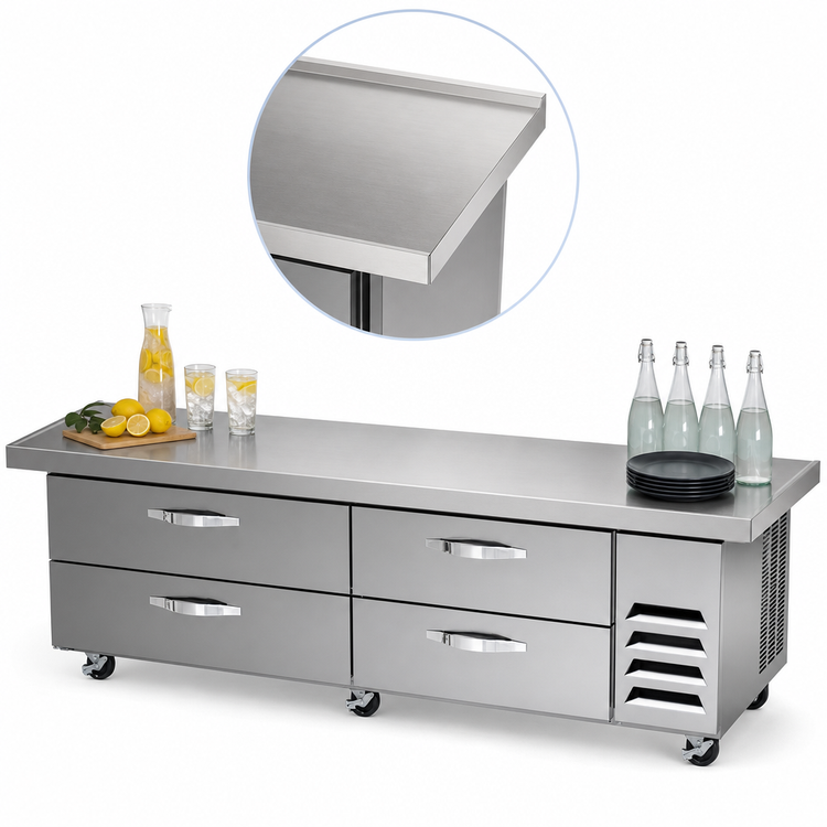 Product image #4 for Beverage-Air Four-Drawer Chef Base Refrigerator with 89-Inch Extended Top