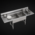 Thumbnail image #3 for Krowne Royal Series 2-Compartment Commercial Sink with Left and Right Drainboards, 96-Inch Wide, 18-Gauge 304 Stainless Steel