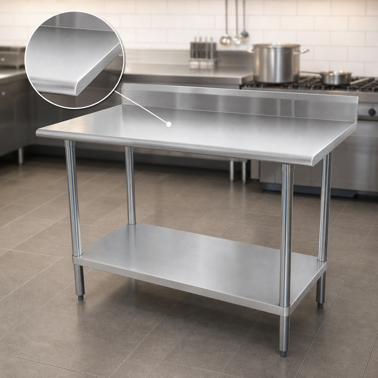 Product image #3 for Advance Tabco Special Value Series 60 x 36 Inch Stainless Steel Work Table with 5 Inch Backsplash and Adjustable Undershelf