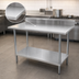 Thumbnail image #3 for Advance Tabco Special Value Series 60 x 36 Inch Stainless Steel Work Table with 5 Inch Backsplash and Adjustable Undershelf
