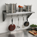 Thumbnail image #3 for Advance Tabco Wall-Mounted 18/430 Stainless Steel Shelf with Pot Rack, 120 x 18 Inches