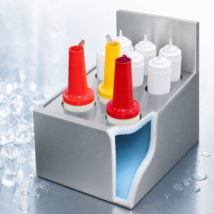 Product image #3 for Krowne Royal Series Insulated Freestanding Juice Bottle Storage Bin, 12 x 19 Inches, 9-Container Capacity