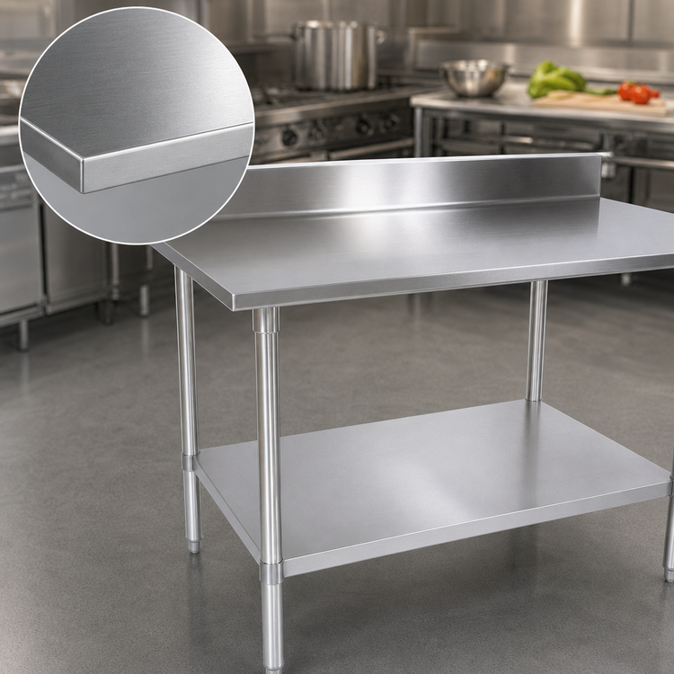 Product image #3 for BK Resources 60" x 30" 18-Gauge T-430 Stainless Steel 5" Riser Work Table with Galvanized Legs and Undershelf
