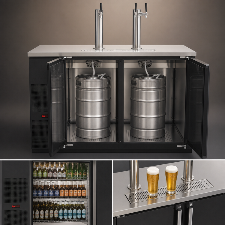 Product image #3 for Pro-Line E-Series 59.5-Inch Two-Section Direct Draw Draft Beer Cooler, Black, 3-Faucet, 23.7 Cu. Ft.