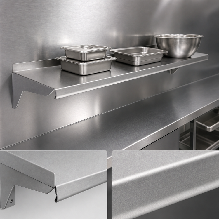 Product image #3 for Eagle 120-Inch x 12-Inch Wall-Mounted Stainless Steel Shelf, 14 Gauge 304