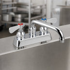 Thumbnail image #3 for BK Resources OptiFlow BKF-4DM-16-G Heavy-Duty Manual Deck-Mount Faucet, 4-Inch Centers, 16-Inch Swing Spout, Lead-Free Polished Chrome
