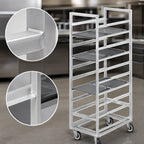 Thumbnail image #3 for Channel Manufacturing 439A3 Aluminum End-Load Cafeteria Tray Rack, 10-Tray Capacity, 14 x 18-Inch Trays, 5-Inch Spacing, Casters