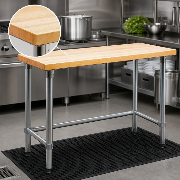 Product image #3 for 72 Inch x 24 Inch Hardwood Top Work Table with Galvanized Tubular Base