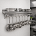Thumbnail image #3 for Omcan Stainless Steel Wall-Mounted Pot Rack with Shelf, 12 x 60 Inches, 11 Hooks