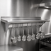 Thumbnail image #3 for Omcan Stainless Steel Wall-Mounted Pot Rack Shelf with 7 Hooks, 12 x 36 Inches