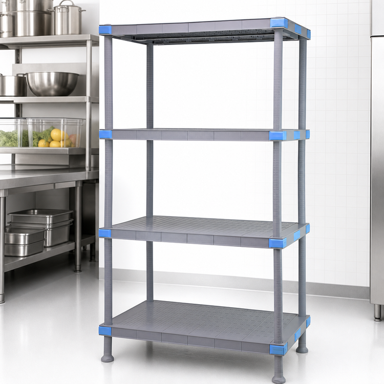 Product image #3 for Quantum Millenia 60 x 21 x 86 Inch Polymer Solid Shelving Starter Unit, Gray, 4 Shelves