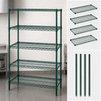 Thumbnail image #3 for Quantum WR63-3048P-5 Stationary Wire Shelving Starter Kit, 48"W x 30"D x 63"H, 5 Shelves, 4 Posts, Green Epoxy Finish